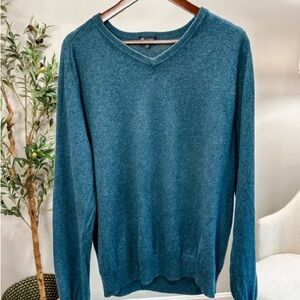 J Crew Green XL V Neck cotton/cashmere blend sweater